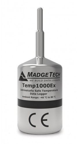 MadgeTech Temp1000Ex-7 ATEX/IECex Approved Temperature Data Logger, 7&amp;quot; probe-