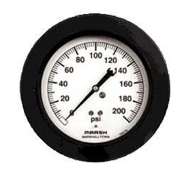 Marsh H1848 Quality Gauge, back flanged, 0 to 100 psi-