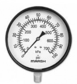 Marsh J0505 General Service Steel Case Gauge, 0 to 30&amp;quot; Hg VAC, 1.5&amp;quot; dial-