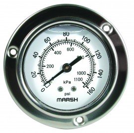 Marsh J7620P Severe Service Gauge, 30&amp;quot; Hg VAC to 200 psi, Copper Alloy, 1/4&amp;quot; NPT Lower-