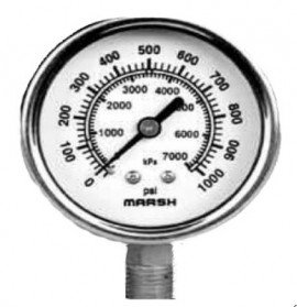 Marsh J7646P Liquid-Filled Gauge, 0 to 60 psi, 2.5&amp;quot; dial-