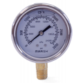 Marsh J76 Series Liquid Filled Gauge, 0 to 160 psi, 63 mm, &amp;frac14;" lower mount NPT, 304 SS-