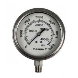 Marsh X32513P Severe Service Gauge, 0 to 1000 psi, Copper Alloy, 1/4&amp;quot; Lower-