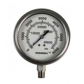 Marsh X32518P Severe Service Gauge, 0 to 5000 psi, Copper Alloy, 1/4&amp;quot; Lower-