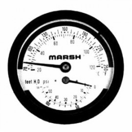 Marsh Y22026 Tridicator, Center Back Mount, 0 to 60 psi/0 to 130 ftH<sub>2</sub>0-