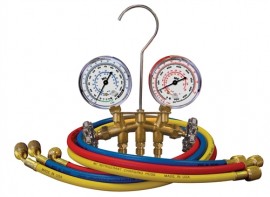 Mastercool 33661-MRG Brass Manifold Metric Gauge Set with 3 x 60&amp;quot; hoses, gauge guards-