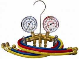 Mastercool 36772-MRG 2-Way Commercial Manifold Metric Gauge Set with 3 x 72&amp;quot; hoses, gauge guards-