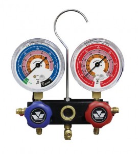 Mastercool 51103 2-Way Aluminum Manifold with 3-1/8&quot; gauges set only, R454B, R410A, and R32-