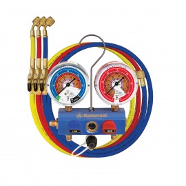 Mastercool 51236 2-Way Aluminum Ball Valve Manifold Gauge Set with 36" hoses, R454B, R410A, and R32-