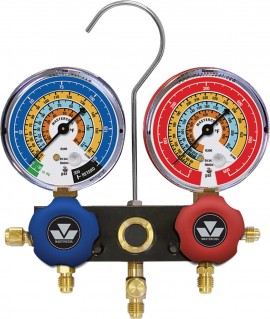 Mastercool 51303 2-Way Aluminum Manifold Gauge Set with 3-1/8" gauges only, R600A, R290 and R134A-