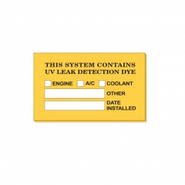 Mastercool 53315 Service Labels for UV leak detection dye, yellow, 25-pack-