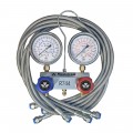 Mastercool 55661-A 2-Way Aluminum Piston Valve Manifold with 60&quot; steel braided hoses, R744-