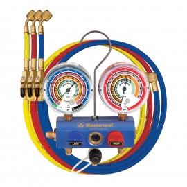 Mastercool 59672 2-Valve Aluminum Manifold with 72&amp;quot; Ball-Valve Hoses-