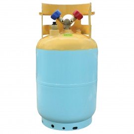 Mastercool 67011 Recovery Cylinder with float switch, 30 lbs, D.O.T., yellow/blue-