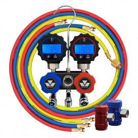 Mastercool 82172 Compact 2-Way Aluminum Manifold Gauge Set with 72" hoses, -14.5 to 800 psi, R1234yf-