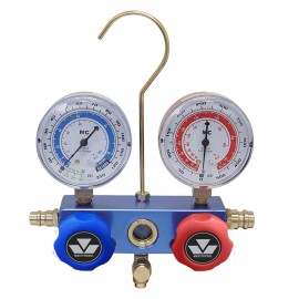 Mastercool 85103-M 2-Way Aluminum Manifold Gauge Set with 63 mm metric gauges, less hoses, R134a-