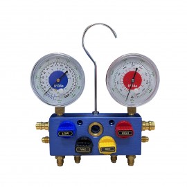 Mastercool 86103-G 4-Way Aluminum Manifold Gauge Set with protector guard, R134a-