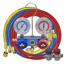 Mastercool 89661 2-Way Aluminum Manifold Gauge Set with manual coupler, R134a-