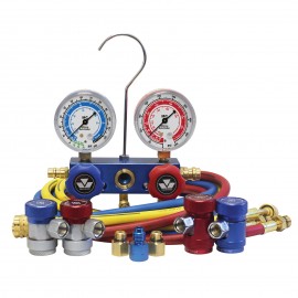 Mastercool 89661-AYF Dual Aluminum Manifold Gauge Set with 60" hoses, 2-1/2" gauges, R1234yf and R134a-