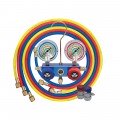 Mastercool 89772-M 2-Way Piston Valve Metric Aluminum Manifold Gauge Set with 72" hoses and quick couplers-