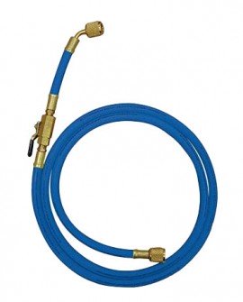 Mastercool 90263-60 Standard Hose with manual shut-off valve, 60", 1/4 x 1/4″, blue-