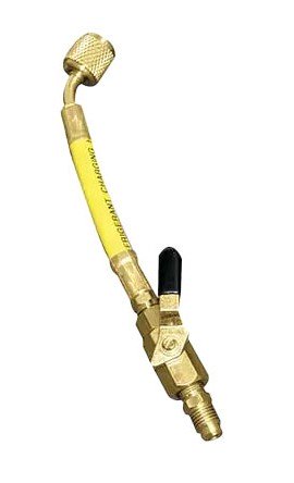 Mastercool 90264-R Manual Shut-Off Valve, 45˚, 1/4 x 1/4″, yellow-