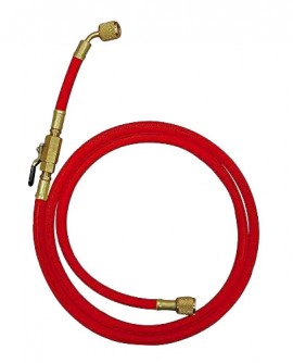 Mastercool 90265-72 Standard Hose with manual shut-off valve, 72&quot;, 1/4 x 1/4″, red-