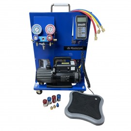 Mastercool 91585-B-YF R134A and R1234YF Single Stage Portable Electronic Charging Station with deep micron, rotary vane vacuum pumps-