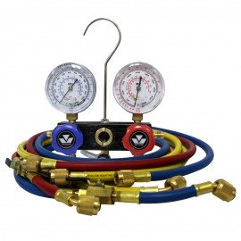 Mastercool 92772-G 2-Way Aluminum Manifold Gauge Set with protector guard, R12, R22, and R502-