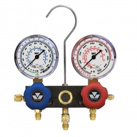 Mastercool 93103-G 2-Way Aluminum Manifold Gauge Set with protector guard, less hoses, R12, R22, and R502-