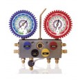 Mastercool 95496-A-G 4-Way Manifold Set with 4 x 96&amp;quot; nylon hose, shut-off valve and gauge guards-