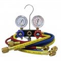 Mastercool 96772 2-Way Aluminum Manifold Set with 3 x 72&amp;quot; GY5 standard fitting hoses and hose holder-