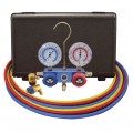 Mastercool 98660 R12 R134a Dual 2-Way Aluminum Manifold Gauge Set with 3 x R134a and 3 x R12 nylon barrier hoses-