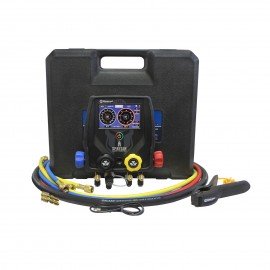 Mastercool 99946-BT-EU 4-Way Spartan Smart Digital Manifold with 4 x 60&amp;quot; high-pressure hoses, clamp, and 2 straight adapters-