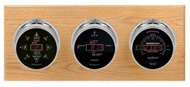 Maximum Blackwatch Three-Instrument Weather Station with oak panel, chrome case, black dial-