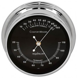 Maximum ComfortMinder CMBC Indoor Temperature and Humidity Instrument, Chrome Case and Black Dial-