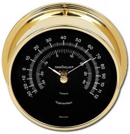 Maximum Criterion CRB Outside Temperature Instrument, Brass Case and Black Dial-