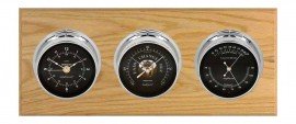 Maximum Executive-C-B-O 3-Instrument Indoor Temperature and Humidity/Time/Barometric Pressure Weather Station, Chrome Case and Black Dial, Oak Panel-