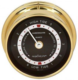Maximum Harbormaster HBB East Coast Tide Clock, Brass Case and Black Dial-