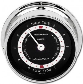 Maximum Harbormaster HBBC East Coast Tide Clock, Chrome Case and Black Dial-