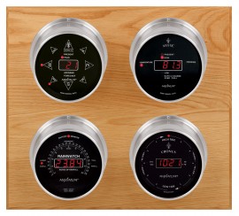 Maximum Marconi Four-Instrument Weather Station with oak panel, satin case, black dial-