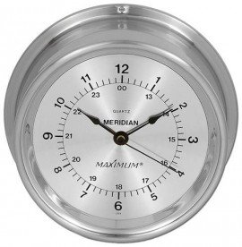 Maximum Meridian MEAN Quartz Clock, Nickel Case and Silver Dial-