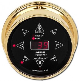 Maximum Merlin MLW Digital Wind Speed and Direction Instrument, Brass Case and Black Dial-