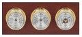 Maximum Montauk Three-Instrument Weather Station with mahogany panel, brass case, silver dial-
