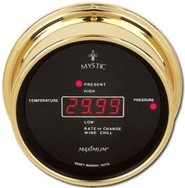 Maximum Mystic MYB Outside Temperature and Barometric Pressure, Brass Case and Black Dial-