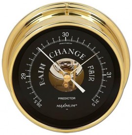 Maximum Predictor PDB Analog Barometer, Brass Case and Black Dial-