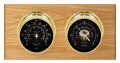 Maximum Portland Two-Instrument Weather Station with oak panel, brass case, black dial-