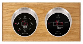 Maximum Sorcerer Two-Instrument Weather Station with oak panel, satin case, silver dial-