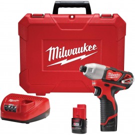 Milwaukee 2462-22 M12 Hex Impact Driver Kit, 12 V, ¼", 1000 in-lbs-