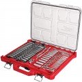 Milwaukee 48-22-9486 Ratchet &amp; Socket Set with Packout Low-Profile Organizer, ¼" and 3/8" Drive, 106-piece-